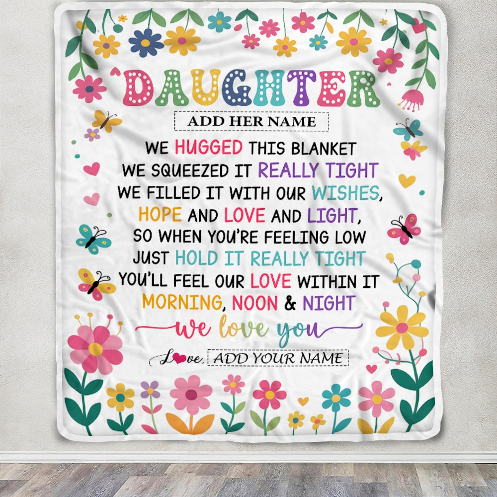 Personalized Gifts For Daughter From Mom Dad Blanket We Hugged This Blanket Floral Presents Birthday Gift For Daughter Gifts Customized Fleece Throw Blanket | teecentury