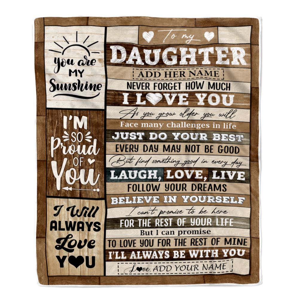 Personalized Gifts For Daughter From Mom Dad Mother Blanket Wood Love You Mothers Day Daughter Gifts Birthday Graduation Christmas Customized Fleece Blanket | teecentury