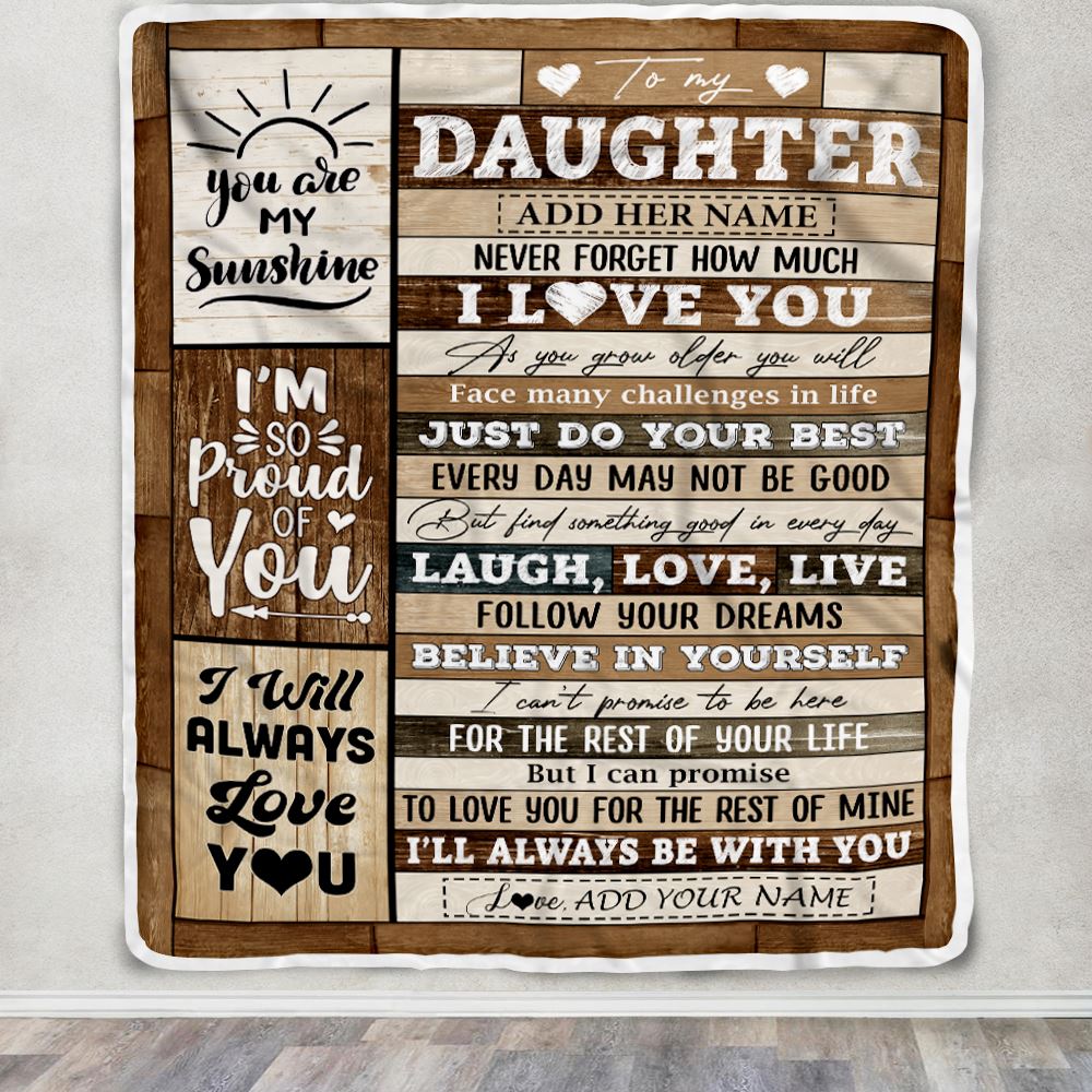 Personalized Gifts For Daughter From Mom Dad Mother Blanket Wood Love You Mothers Day Daughter Gifts Birthday Graduation Christmas Customized Fleece Blanket | teecentury