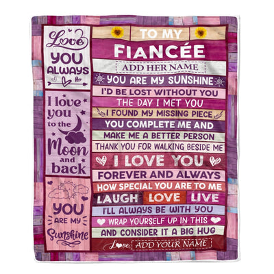 Personalized Gifts For Fiancée From Fiance Blanket Wood Love You Always Valentines Anniversary Romantic Birthday Gifts For Fiancée Christmas Fleece Blanket | teecentury