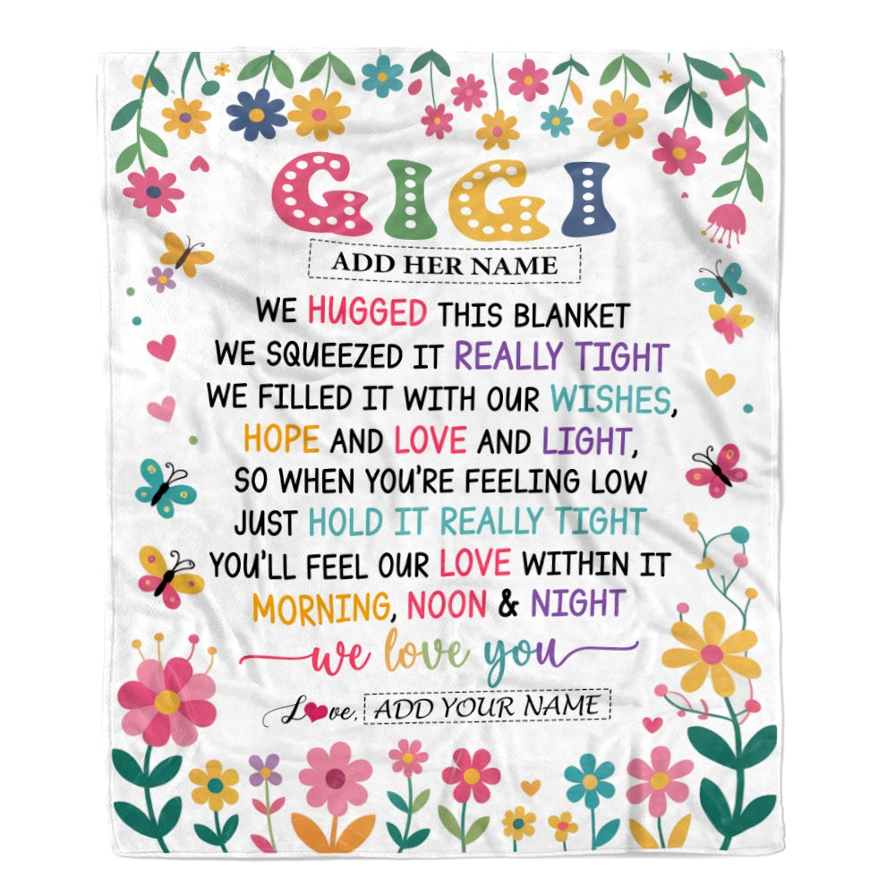 Personalized Gifts For Gigi From Granddaughter Grandkids Blanket We Hugged This Blanket Floral Presents Birthday Gift For Gigi Gifts Customized Fleece Blanket | teecentury