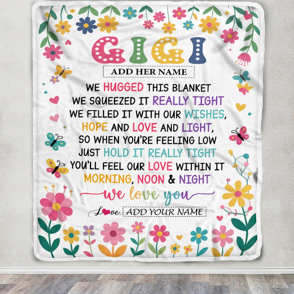Personalized Gifts For Gigi From Granddaughter Grandkids Blanket We Hugged This Blanket Floral Presents Birthday Gift For Gigi Gifts Customized Fleece Blanket | teecentury