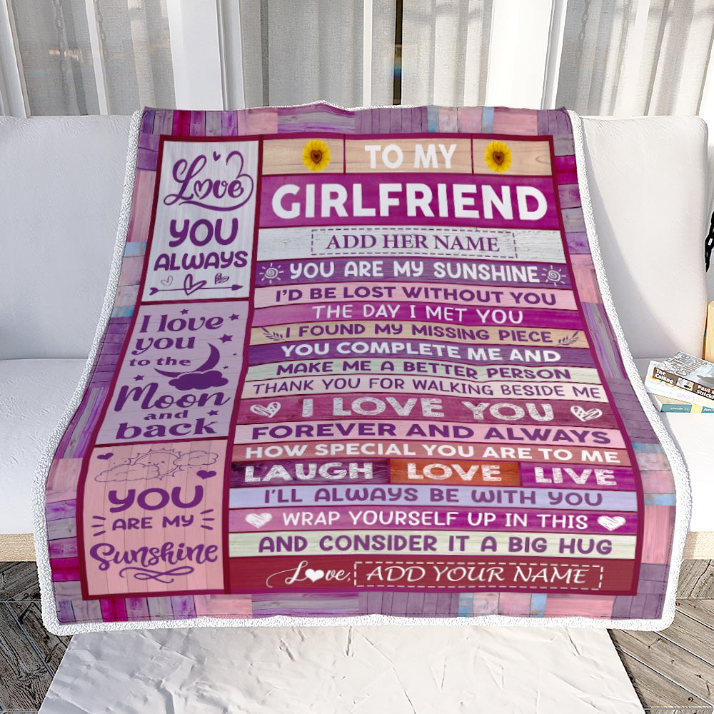Personalized Gifts For Girlfriend From Boyfriend Blanket Wood Love You Always Valentines Romantic Birthday Gifts For Girlfriend Her Christmas Fleece Blanket | teecentury