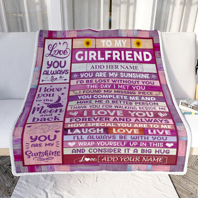 Personalized Gifts For Girlfriend From Boyfriend Blanket Wood Love You Always Valentines Romantic Birthday Gifts For Girlfriend Her Christmas Fleece Blanket | teecentury