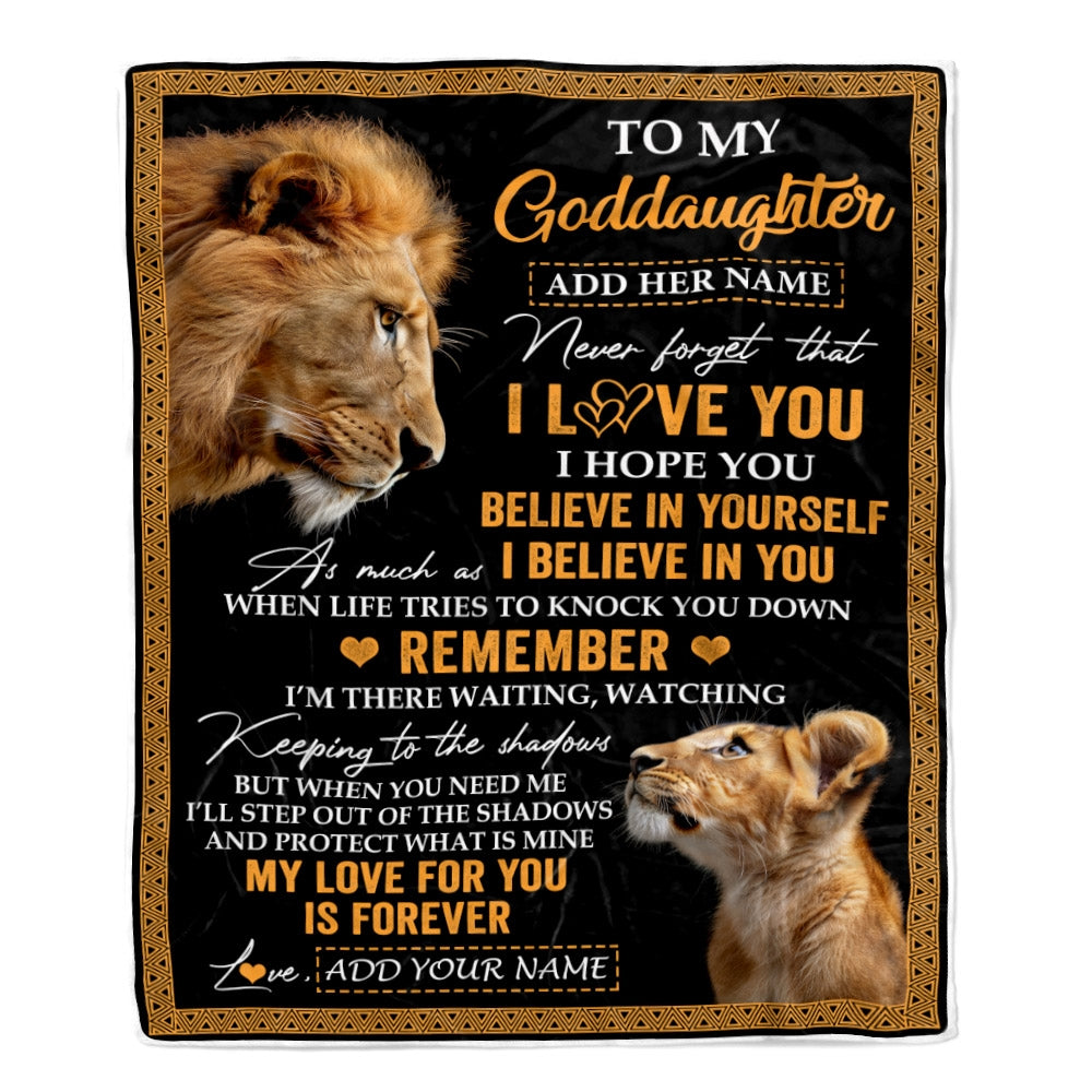 Personalized Gifts For Goddaughter Blanket From Godfather Uncle Lion My Love For You Is Forever Goddaughter Birthday Gifts Christmas Custom Fleece Blanket | teecentury