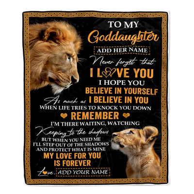 Personalized Gifts For Goddaughter Blanket From Godfather Uncle Lion My Love For You Is Forever Goddaughter Birthday Gifts Christmas Custom Fleece Blanket | teecentury