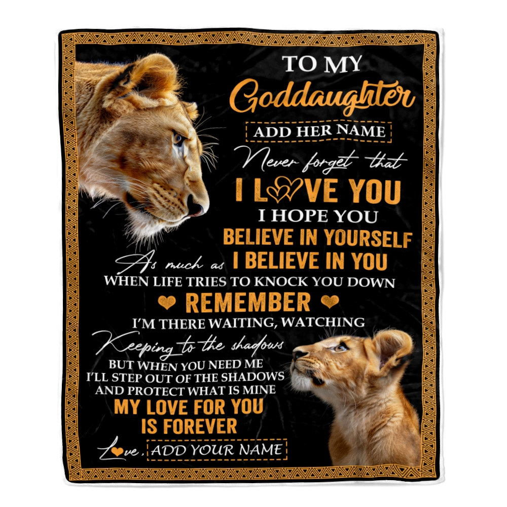 Personalized Gifts For Goddaughter Blanket From Godmother Aunt Lion My Love For You Is Forever Goddaughter Birthday Gifts Christmas Custom Fleece Blanket | teecentury