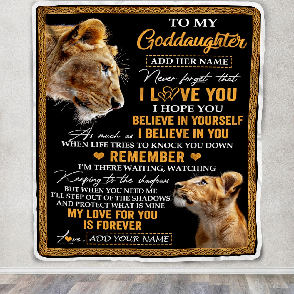 Personalized Gifts For Goddaughter Blanket From Godmother Aunt Lion My Love For You Is Forever Goddaughter Birthday Gifts Christmas Custom Fleece Blanket | teecentury