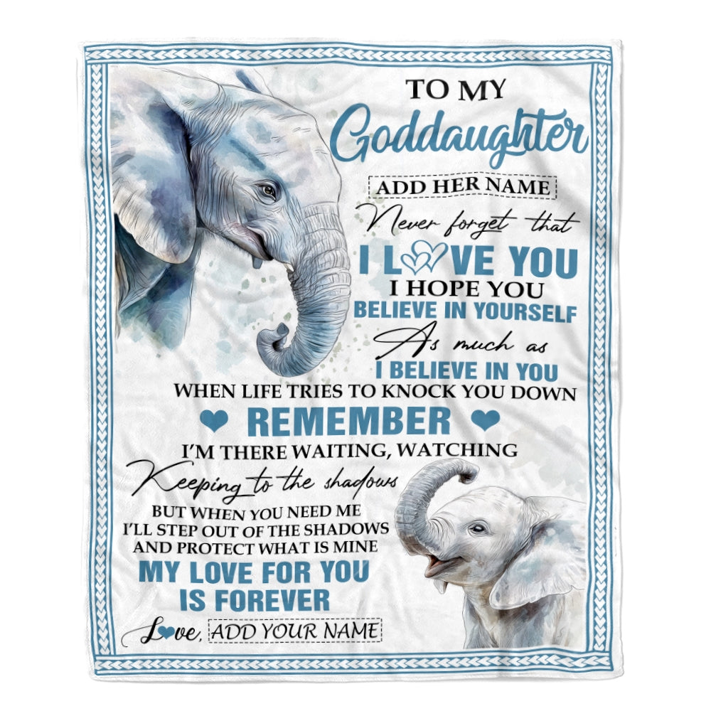 Personalized Gifts For Goddaughter Blanket From Godmother Uncle Elephant My Love For You Is Forever Goddaughter Birthday Gifts Christmas Custom Fleece Blanket | teecentury