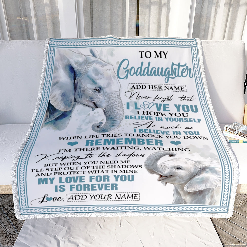 Personalized Gifts For Goddaughter Blanket From Godmother Uncle Elephant My Love For You Is Forever Goddaughter Birthday Gifts Christmas Custom Fleece Blanket | teecentury