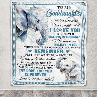 Personalized Gifts For Goddaughter Blanket From Godmother Uncle Elephant My Love For You Is Forever Goddaughter Birthday Gifts Christmas Custom Fleece Blanket | teecentury