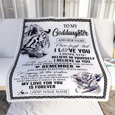 Personalized Gifts For Goddaughter Blanket From Godmother Uncle White Tiger My Love For You Is Forever Goddaughter Birthday Gifts Christmas Fleece Blanket | teecentury