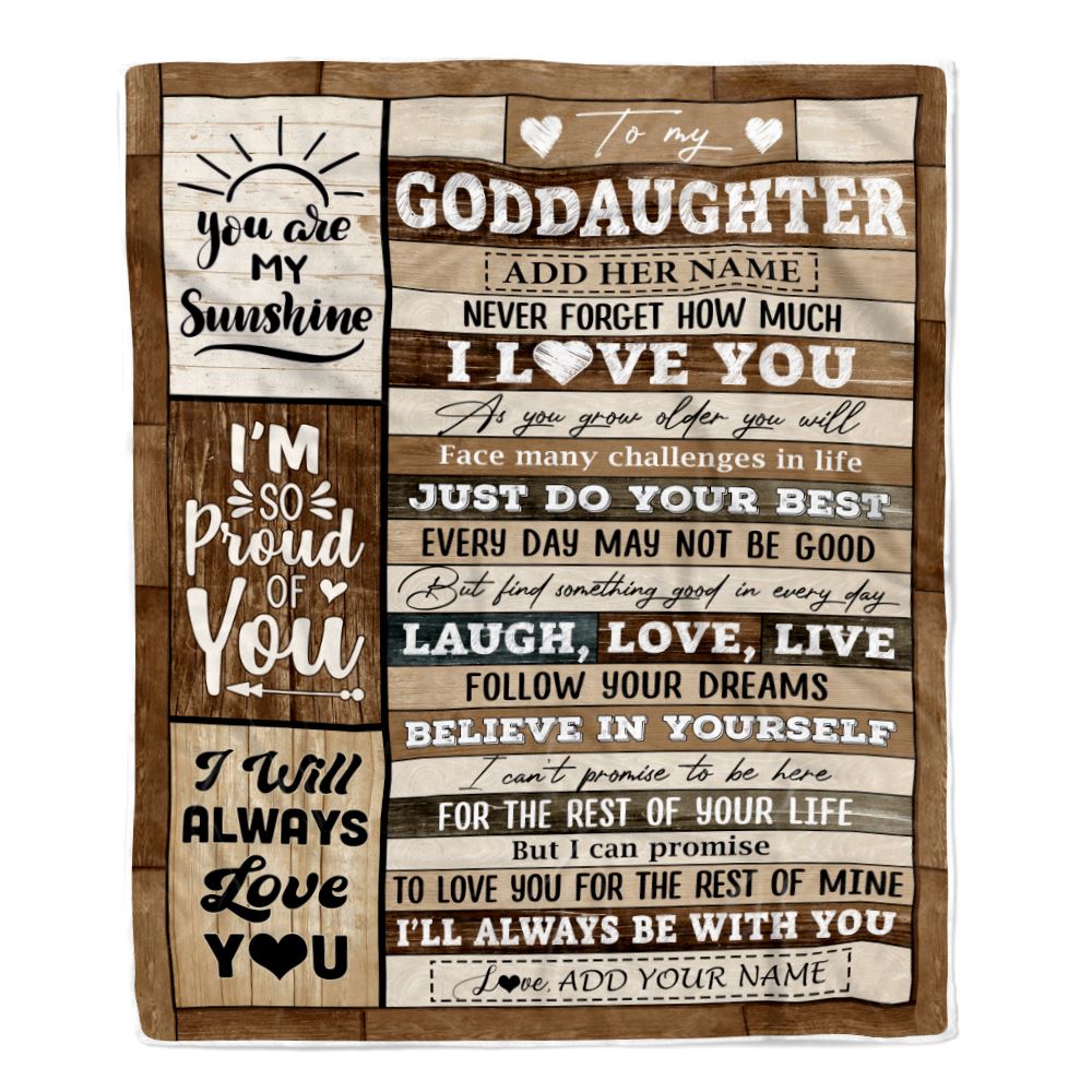 Personalized Gifts For Goddaughter From Aunt Blanket Wood Love You Mothers Day Goddaughter Gifts Birthday Graduation Christmas Customized Fleece Throw Blanket | teecentury
