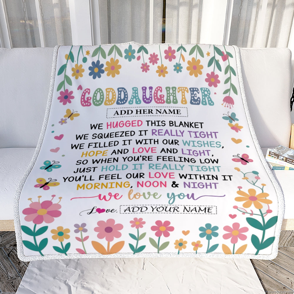 Personalized Gifts For Goddaughter From Godmother Blanket We Hugged This Blanket Floral Presents Birthday Gift For Goddaughter Gifts Customized Fleece Blanket | teecentury