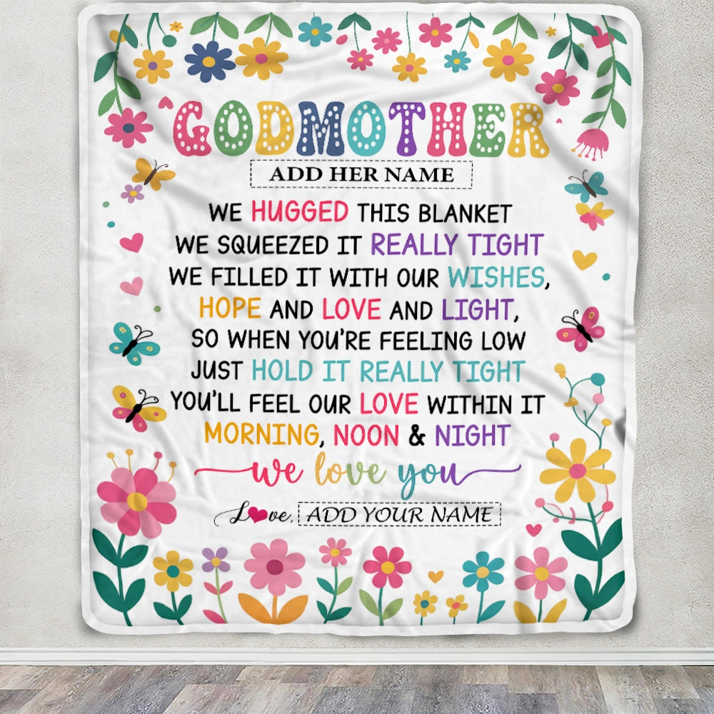 Personalized Gifts For Godmother From Goddaughter Godson Blanket We Hugged This Blanket Floral Presents Birthday Gift For Aunt Gifts Customized Fleece Blanket | teecentury