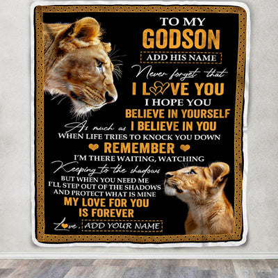 Personalized Gifts For Godson Blanket From Godmother Aunt Lion My Love For You Is Forever Godson Birthday Gifts Graduation Christmas Fleece Blanket | teecentury