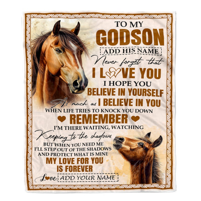 Personalized Gifts For Godson Blanket From Godmother Godfather Horse My Love For You Is Forever Godson Birthday Gifts Graduation Christmas Fleece Blanket | teecentury