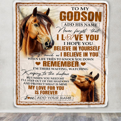 Personalized Gifts For Godson Blanket From Godmother Godfather Horse My Love For You Is Forever Godson Birthday Gifts Graduation Christmas Fleece Blanket | teecentury