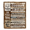 Personalized Gifts For Godson From Godmother Aunt Blanket Wood Love You Fathers Day Godson Gifts Birthday Graduation Christmas Customized Fleece Throw Blanket | teecentury