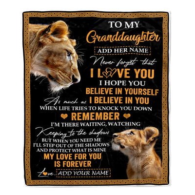 Personalized Gifts For Granddaughter Blanket From Grandma Grandmother Lion My Love For You Is Forever Granddaughter Birthday Gifts Christmas Fleece Blanket | teecentury