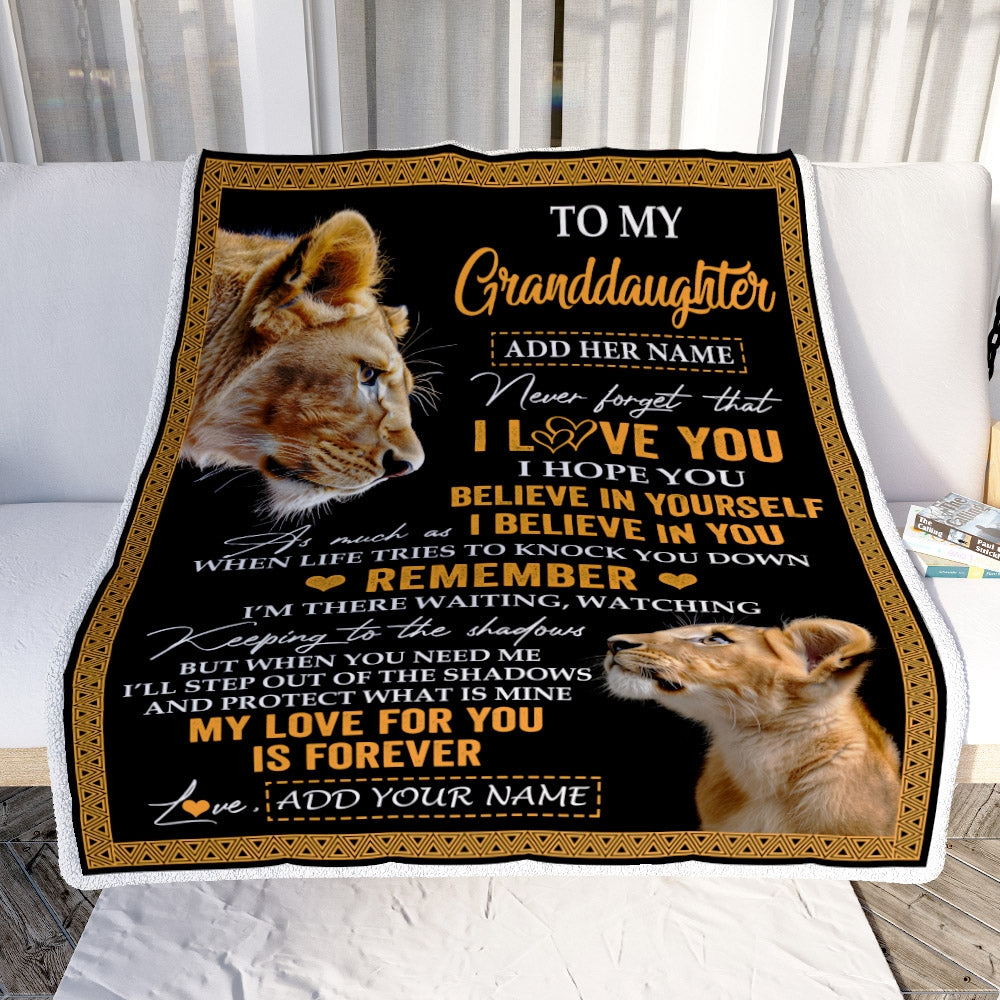 Personalized Gifts For Granddaughter Blanket From Grandma Grandmother Lion My Love For You Is Forever Granddaughter Birthday Gifts Christmas Fleece Blanket | teecentury