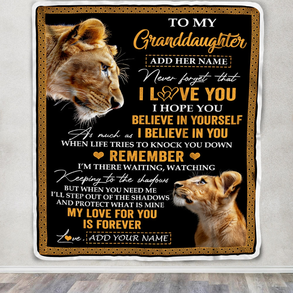 Personalized Gifts For Granddaughter Blanket From Grandma Grandmother Lion My Love For You Is Forever Granddaughter Birthday Gifts Christmas Fleece Blanket | teecentury