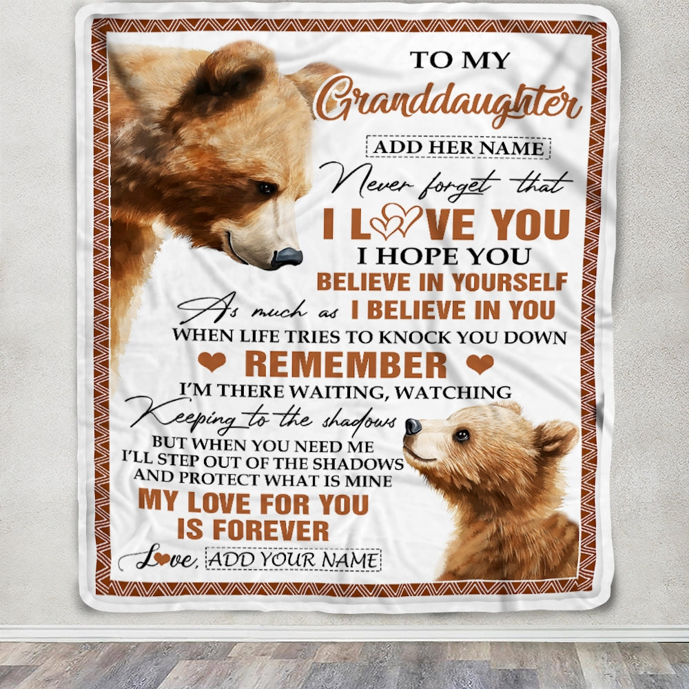 Personalized Gifts For Granddaughter Blanket From Grandma Grandpa Bear My Love For You Is Forever Granddaughter Birthday Gifts Christmas Fleece Blanket | teecentury