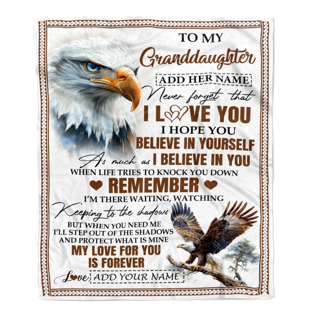Personalized Gifts For Granddaughter Blanket From Grandma Grandpa Eagle My Love For You Is Forever Granddaughter Birthday Gifts Christmas Fleece Blanket | teecentury