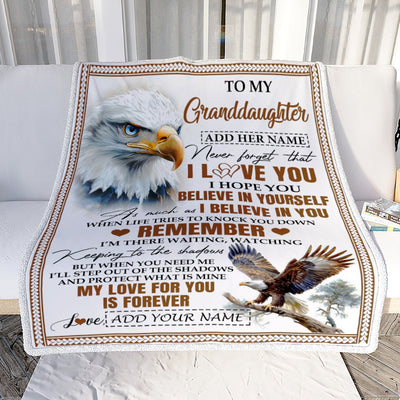 Personalized Gifts For Granddaughter Blanket From Grandma Grandpa Eagle My Love For You Is Forever Granddaughter Birthday Gifts Christmas Fleece Blanket | teecentury