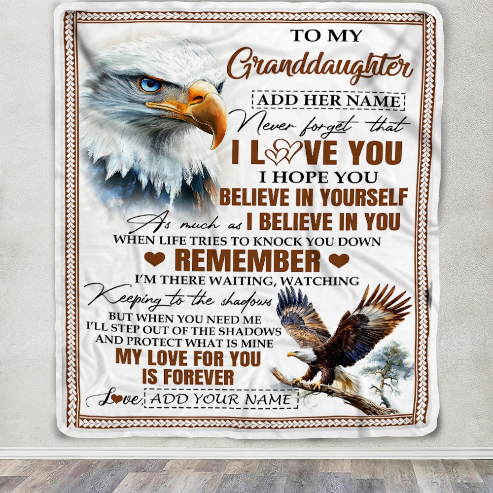 Personalized Gifts For Granddaughter Blanket From Grandma Grandpa Eagle My Love For You Is Forever Granddaughter Birthday Gifts Christmas Fleece Blanket | teecentury