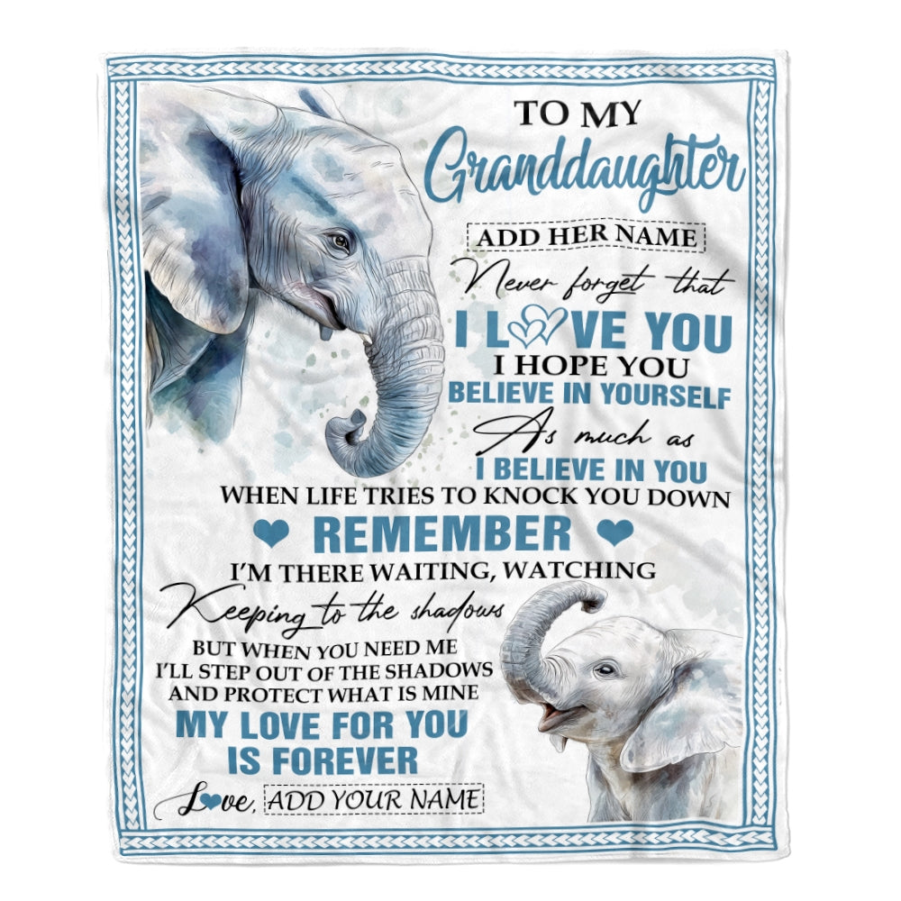 Personalized Gifts For Granddaughter Blanket From Grandma Grandpa Elephant My Love For You Is Forever Granddaughter Birthday Gifts Christmas Fleece Blanket | teecentury
