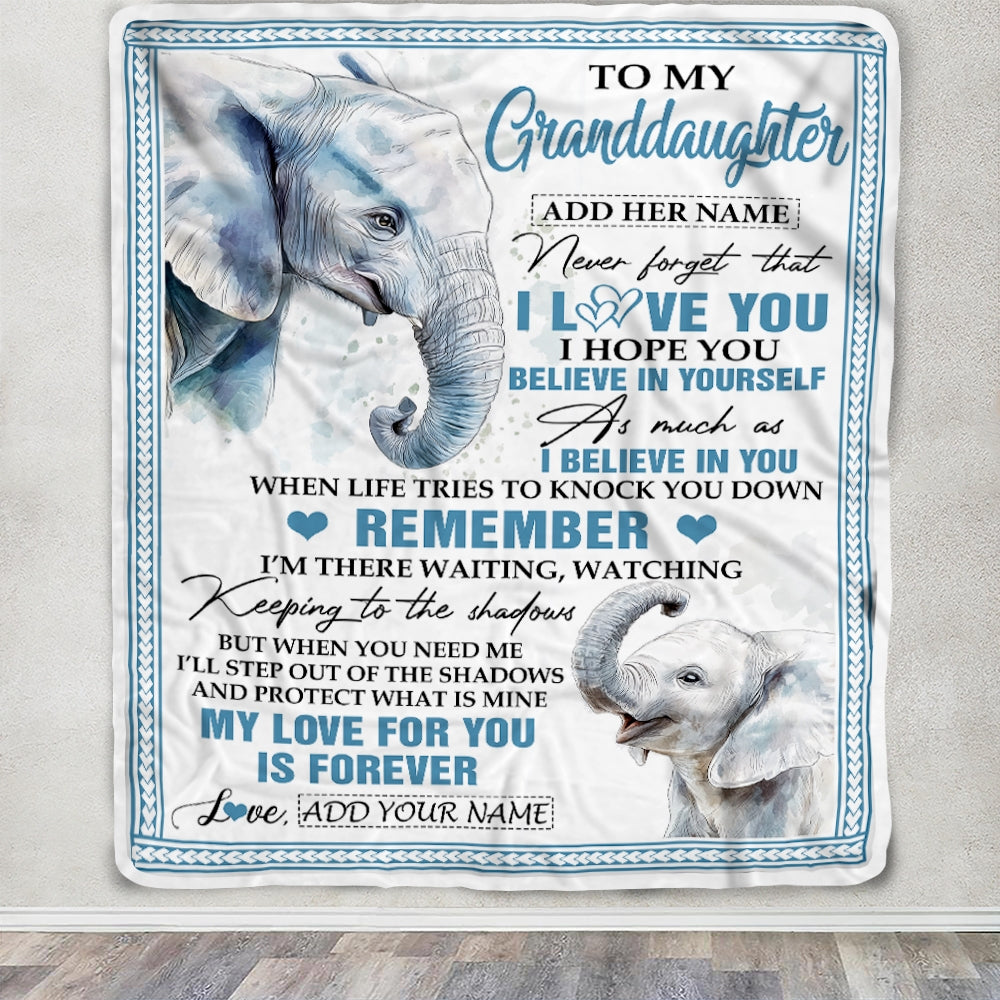 Personalized Gifts For Granddaughter Blanket From Grandma Grandpa Elephant My Love For You Is Forever Granddaughter Birthday Gifts Christmas Fleece Blanket | teecentury