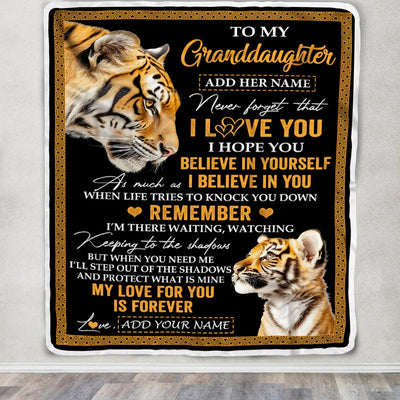 Personalized Gifts For Granddaughter Blanket From Grandma Grandpa Tiger My Love For You Is Forever Granddaughter Birthday Gifts Christmas Fleece Blanket | teecentury