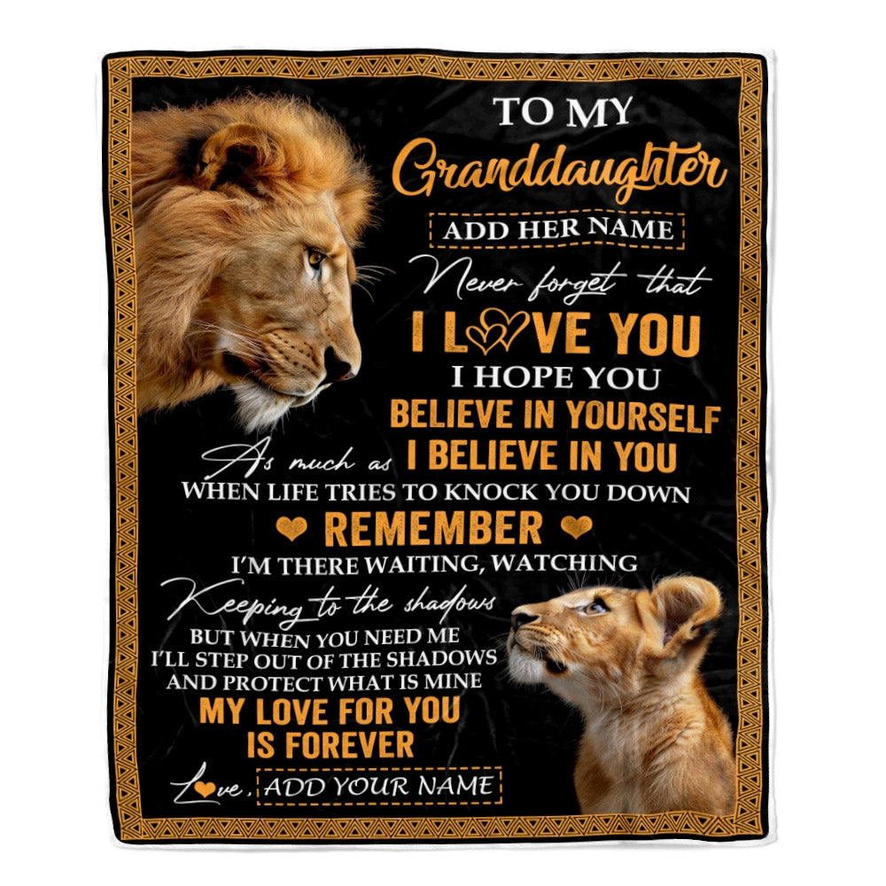 Personalized Gifts For Granddaughter Blanket From Grandpa Grandfather Lion My Love For You Is Forever Granddaughter Birthday Gifts Christmas Fleece Blanket | teecentury