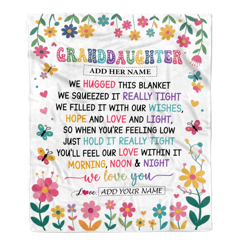 Personalized Gifts For Granddaughter From Grandma Blanket We Hugged This Blanket Floral Presents Birthday Gift For Granddaughter Gifts Custom Fleece Blanket | teecentury