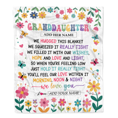 Personalized Gifts For Granddaughter From Grandma Blanket We Hugged This Blanket Floral Presents Birthday Gift For Granddaughter Gifts Custom Fleece Blanket | teecentury
