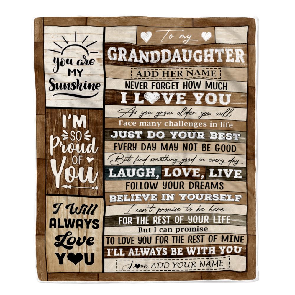 Personalized Gifts For Granddaughter From Grandma Grandpa Blanket Wood Love You Mothers Day Granddaughter Gifts Birthday Graduation Christmas Fleece Blanket | teecentury