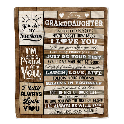 Personalized Gifts For Granddaughter From Grandma Grandpa Blanket Wood Love You Mothers Day Granddaughter Gifts Birthday Graduation Christmas Fleece Blanket | teecentury