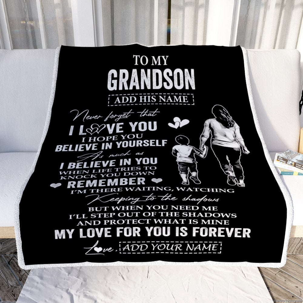 Personalized Gifts For Grandson Blanket From Grandma Grandmother My Love For You Is Forever Grandson Birthday Gifts Graduation Christmas Custom Fleece Blanket | teecentury