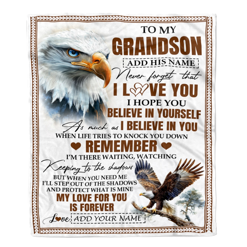Personalized Gifts For Grandson Blanket From Grandpa Grandma Eagle My Love For You Is Forever Grandson Birthday Gifts Graduation Christmas Fleece Blanket | teecentury