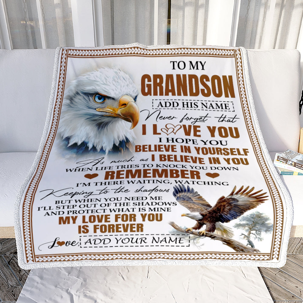 Personalized Gifts For Grandson Blanket From Grandpa Grandma Eagle My Love For You Is Forever Grandson Birthday Gifts Graduation Christmas Fleece Blanket | teecentury