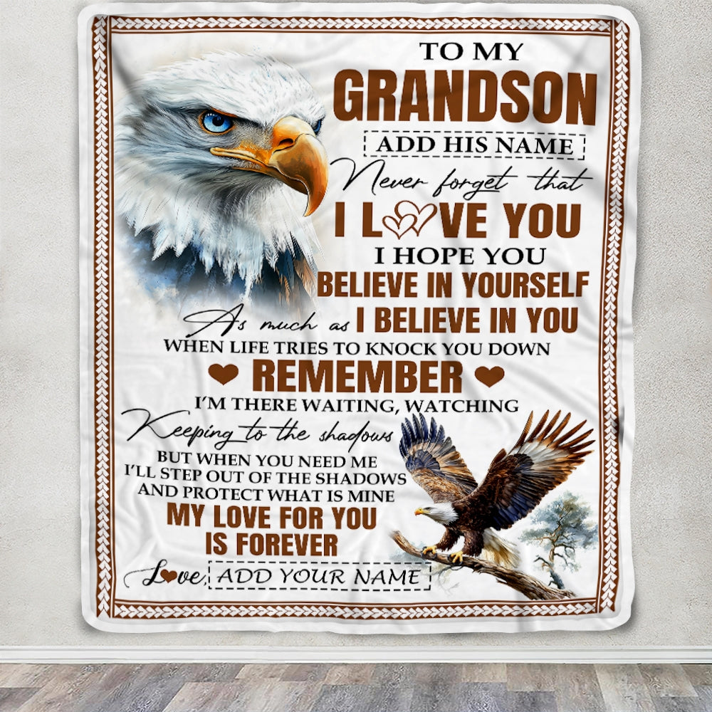Personalized Gifts For Grandson Blanket From Grandpa Grandma Eagle My Love For You Is Forever Grandson Birthday Gifts Graduation Christmas Fleece Blanket | teecentury