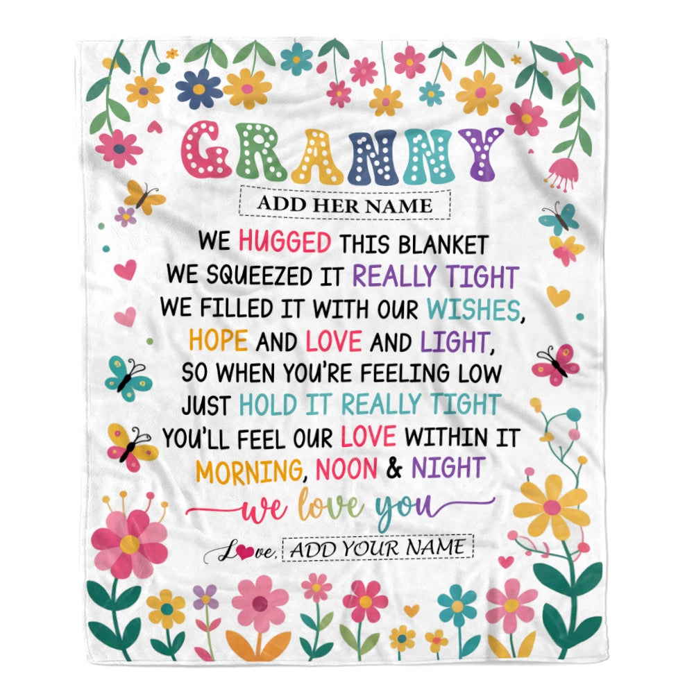 Personalized Gifts For Granny From Granddaughter Blanket We Hugged This Blanket Floral Presents Birthday Gift For Granny Gifts Customized Fleece Throw Blanket | teecentury