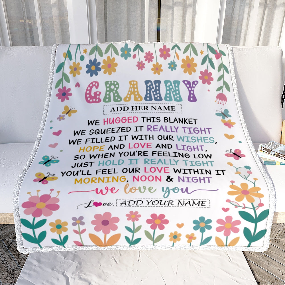 Personalized Gifts For Granny From Granddaughter Blanket We Hugged This Blanket Floral Presents Birthday Gift For Granny Gifts Customized Fleece Throw Blanket | teecentury