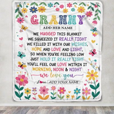 Personalized Gifts For Granny From Granddaughter Blanket We Hugged This Blanket Floral Presents Birthday Gift For Granny Gifts Customized Fleece Throw Blanket | teecentury