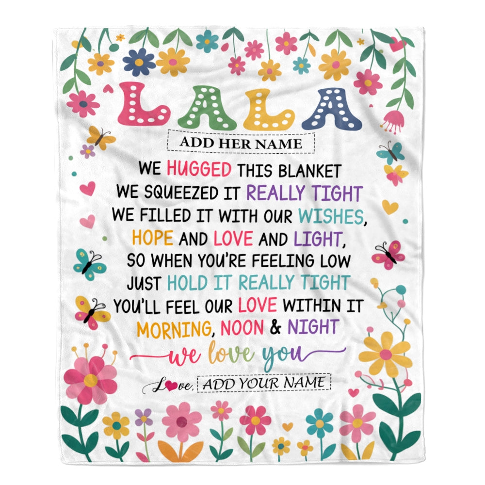 Personalized Gifts For Lala From Granddaughter Grandkids Blanket We Hugged This Blanket Floral Presents Birthday Gift For Lala Gifts Customized Fleece Blanket | teecentury