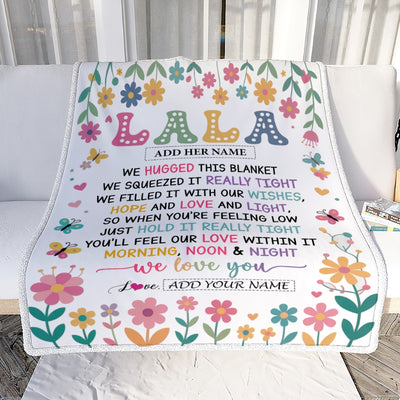 Personalized Gifts For Lala From Granddaughter Grandkids Blanket We Hugged This Blanket Floral Presents Birthday Gift For Lala Gifts Customized Fleece Blanket | teecentury