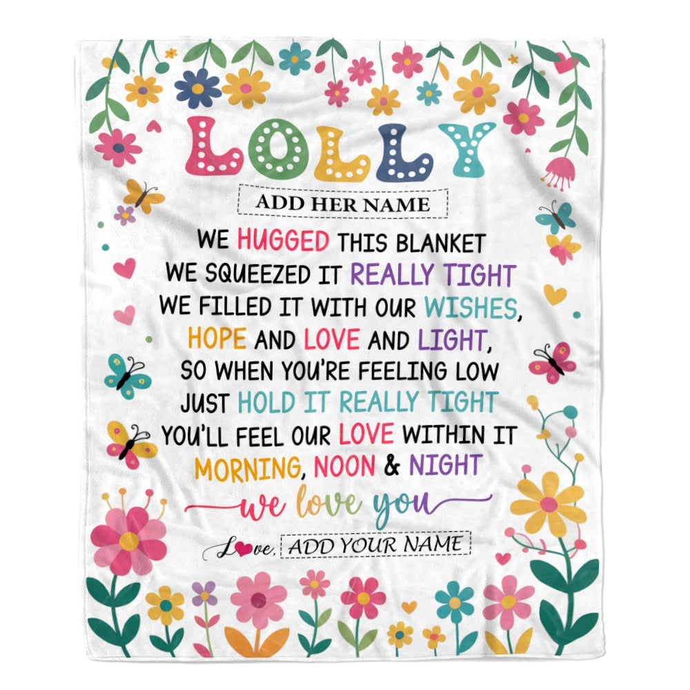 Personalized Gifts For Lolly From Granddaughter Grandkids Blanket We Hugged This Blanket Floral Presents Birthday Gift For Lolly Gifts Custom Fleece Blanket | teecentury