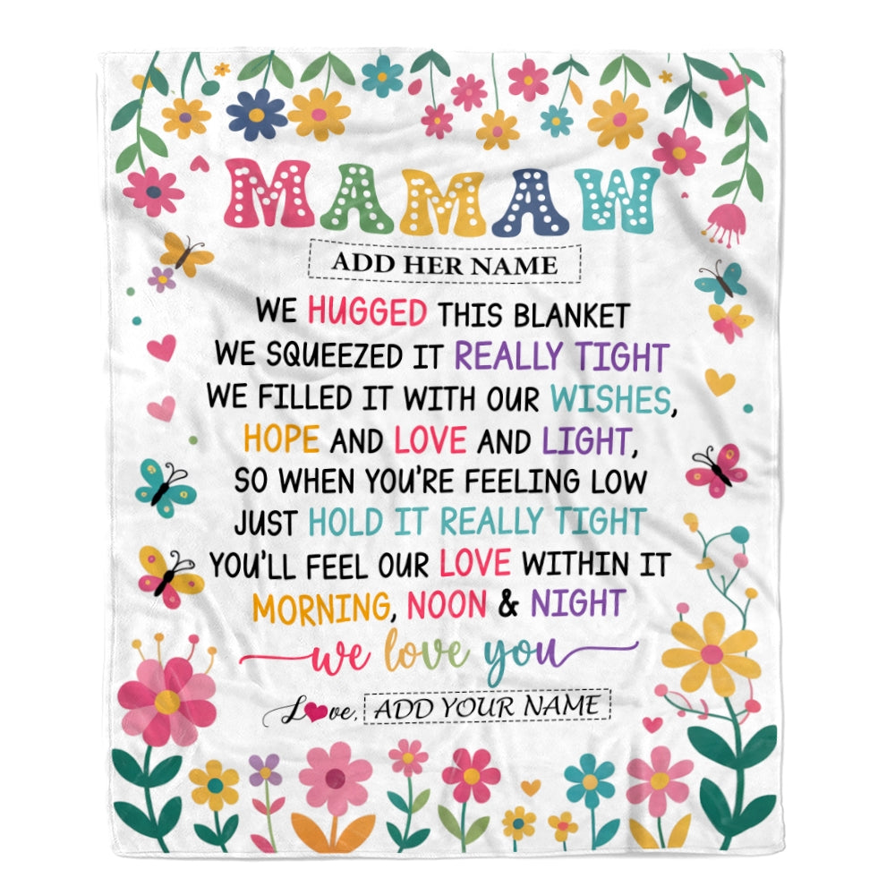 Personalized Gifts For Mamaw From Granddaughter Grandkids Blanket We Hugged This Blanket Floral Presents Birthday Gift For Mamaw Gifts Custom Fleece Blanket | teecentury