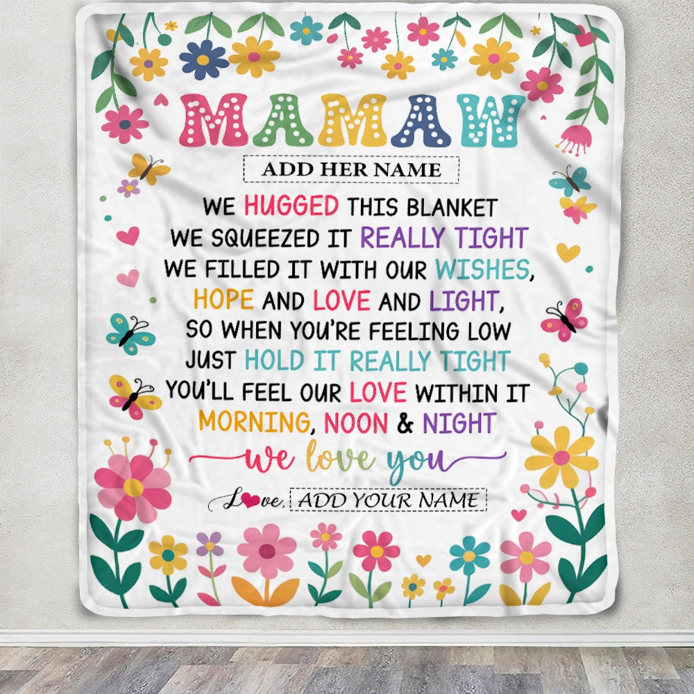 Personalized Gifts For Mamaw From Granddaughter Grandkids Blanket We Hugged This Blanket Floral Presents Birthday Gift For Mamaw Gifts Custom Fleece Blanket | teecentury